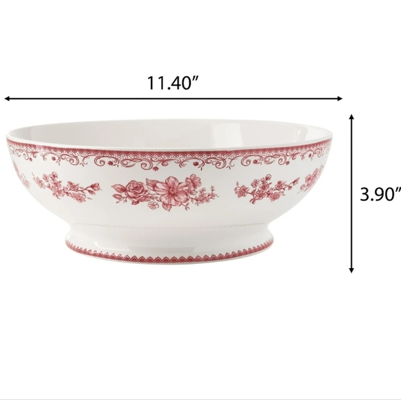 💕 2025 The Pioneer Woman Agatha Red and White Floral Serving Bowl - Picture 3 of 4